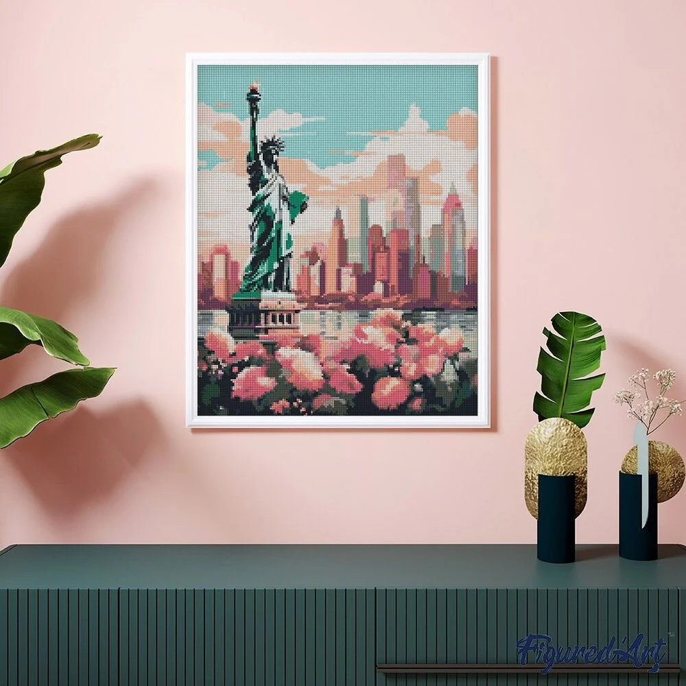 Broderie Diamant – New York en fleurs | Kit complet 40x50 cm avec diamants carrés – Image 2