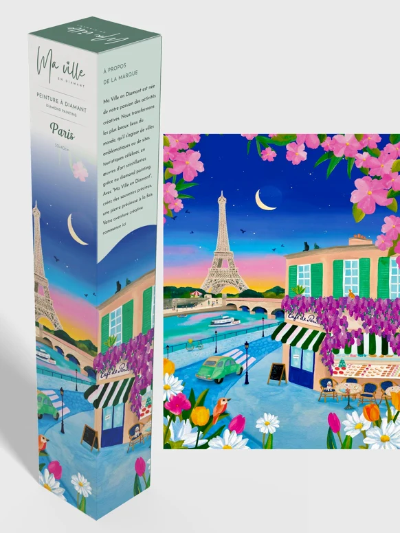Peinture en Diamant – Paris la Nuit, Vue sur la Tour Eiffel 30x40 cm