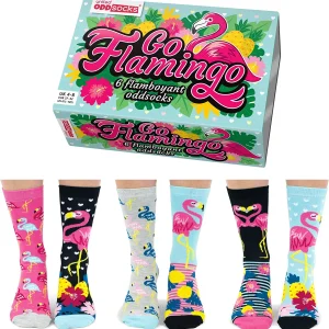 Coffret Chaussettes Flamant Rose – 6 Impaires Dépareillées Fun | United Oddsocks