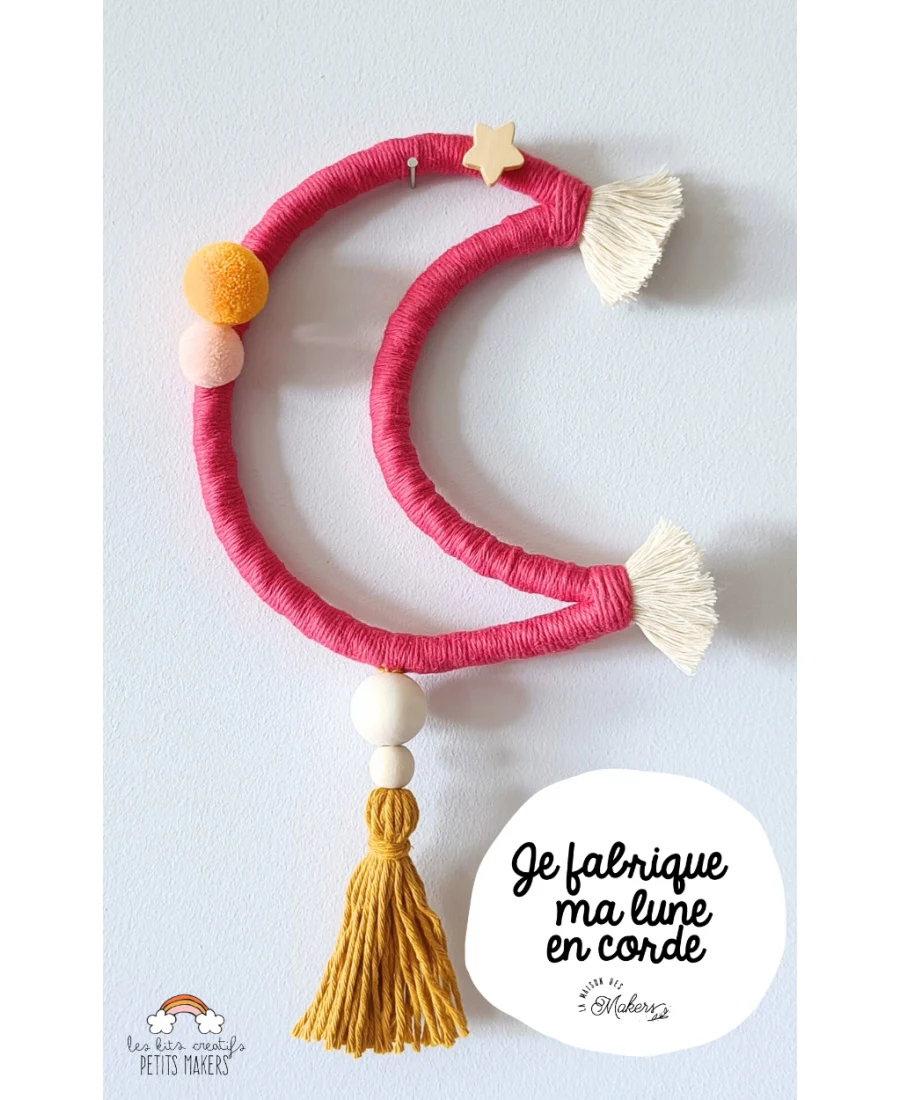 Kit Créatif Petit Maker – Je fabrique ma Lune en Corde Fushia | DIY enfant facile & complet