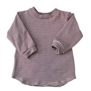 T-shirt manches longues à rayures prunes