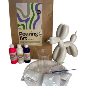 Kit DIY Pouring Art Chien Ballon– Crée ton œuvre chez toi ! Rose Fulo/Violet /Blanc