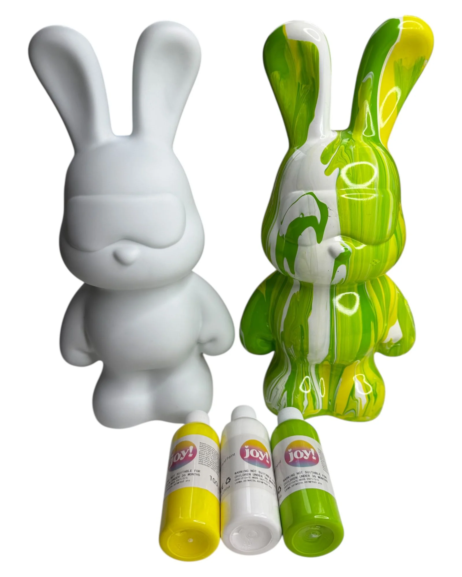 Kit fluid painting Lapin 33cm - Vert/Jaune/Blanc – Image 3