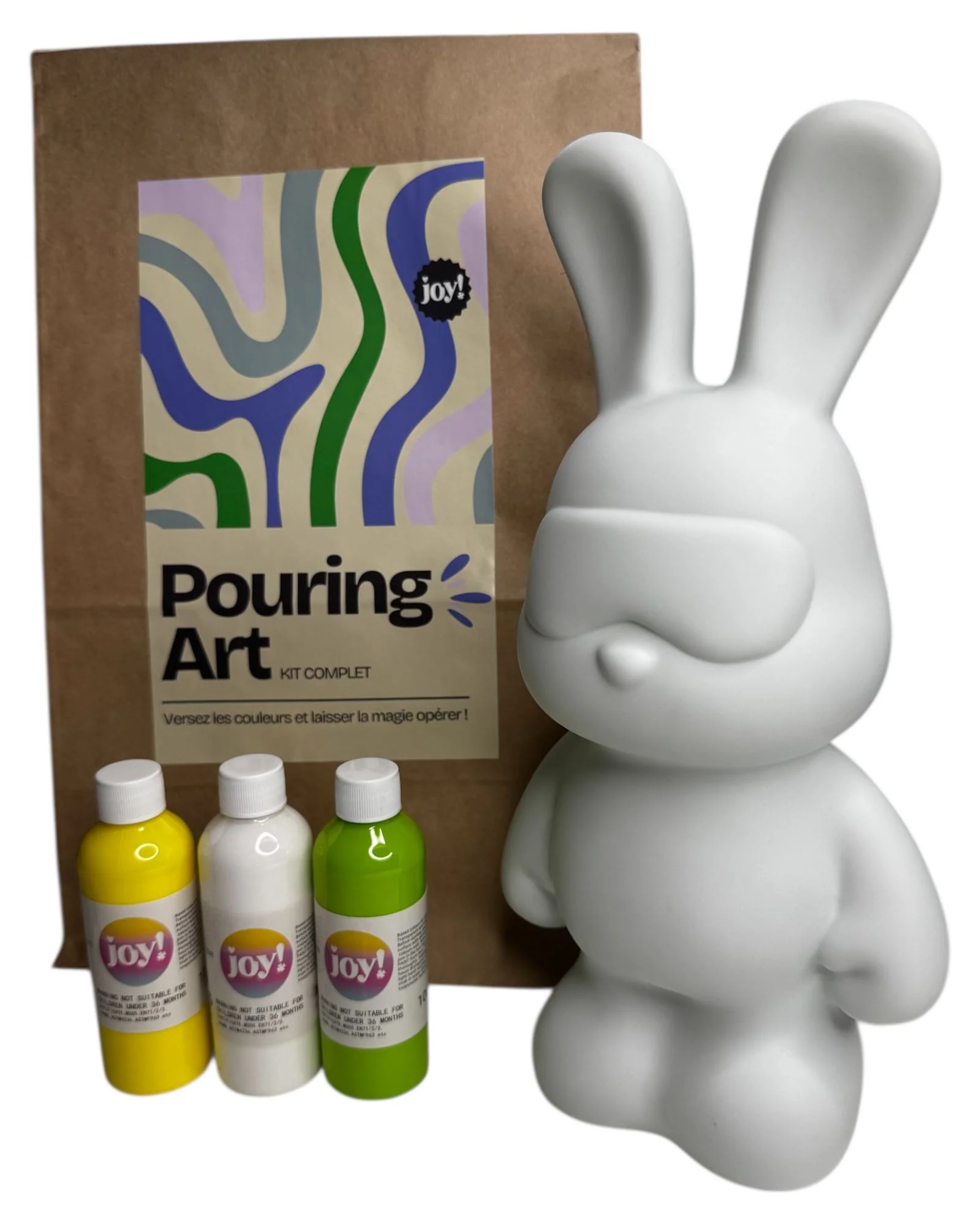 Kit fluid painting Lapin 33cm - Vert/Jaune/Blanc – Image 2