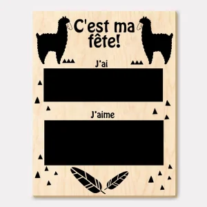 Affiche anniversaire en bois - Lama