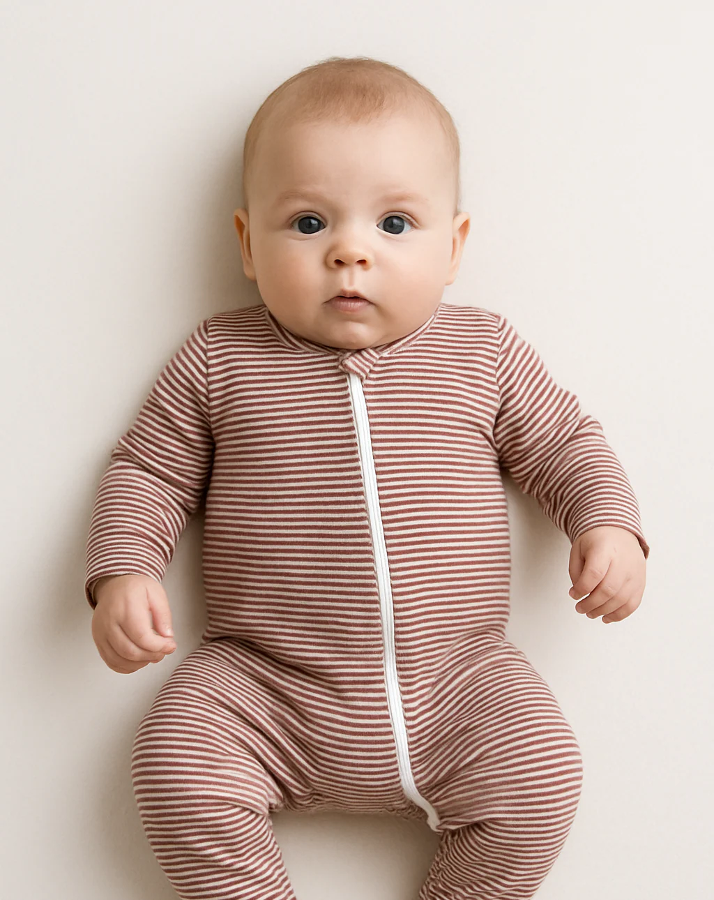 1 pièce évolutif rayé prune – Image 2