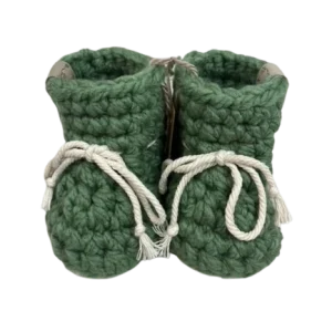 Bottines tricotées semelle doublée - sauge