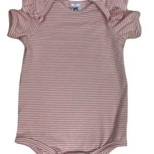 Cache-couche manches courtes rayé rose à manches froncées