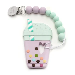 Duo attache-suce et jouet de dentition - Taro Bubble Tea