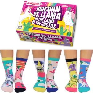 UNITED ODDSOCKS - LICORNE CONTRE LAMA AU PAYS DU CACTUS - COFFRET ADULTE DE 6 ODD SOCKS EUR 37-42