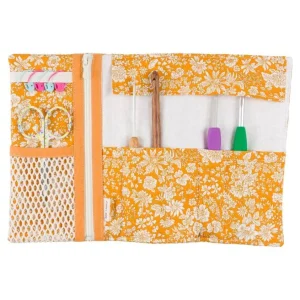 Kit couture DIY - Pochette rangement crochets orange x Liberty Fabrics