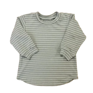 T-shirt manches longues à rayures sauge